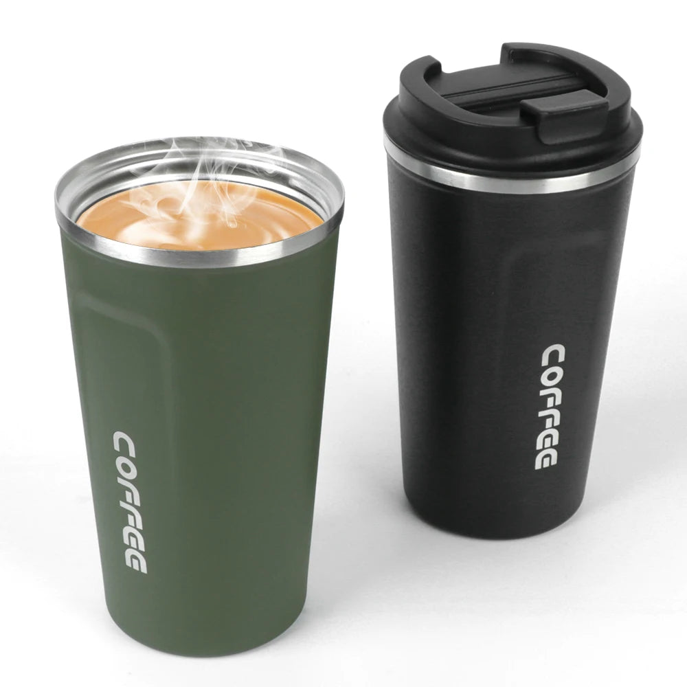 Copo Térmico de Café – Aço Inoxidável, Tampa Anti-Fugas Copo Térmico de Café – Aço Inoxidável, Tampa Anti-Fugas